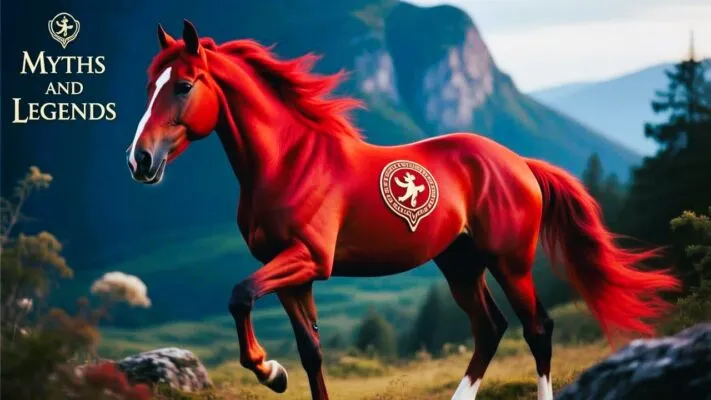 создай красивое фото Красная лошадь – вечный символ. Мифы и Легенды