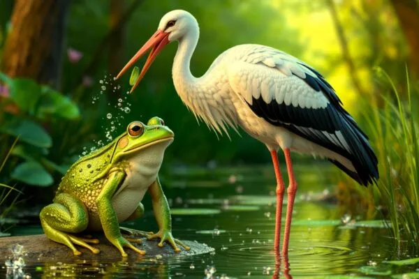 Аисты и лягушки Басня