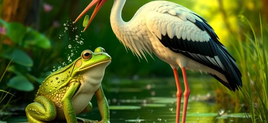Аисты и лягушки Басня