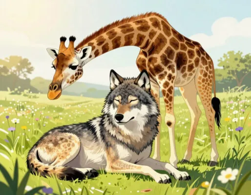 Жираф Пятнышко и волк Серый