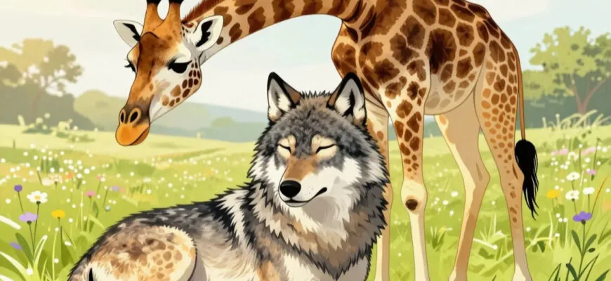 Жираф Пятнышко и волк Серый