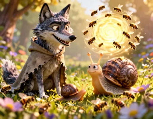 Французская народная сказка «Волк, улитка и осы» Читать для детей 3-4-5-6 лет