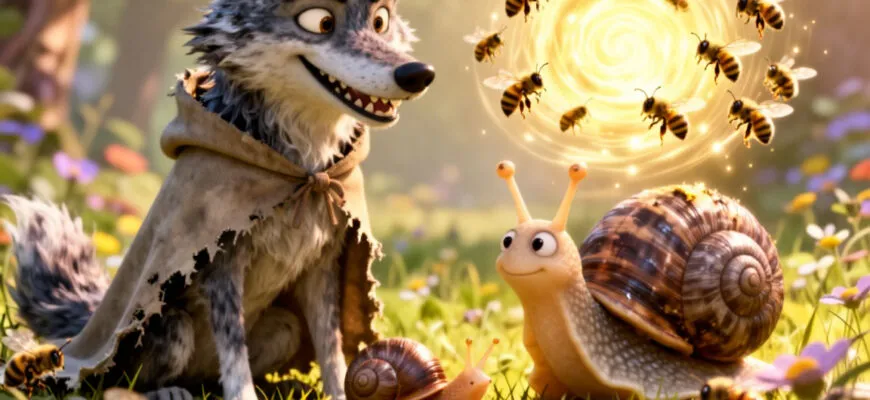 Французская народная сказка «Волк, улитка и осы» Читать для детей 3-4-5-6 лет