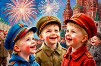 Нарисуй маленьких детей двух лет, которые отмечают День Победы в форме фуражках разноцветный красивый праздник 9 мая, счастливые смеются дети