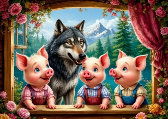Сказка читать «Три поросёнка и Серый Волк: новая история»