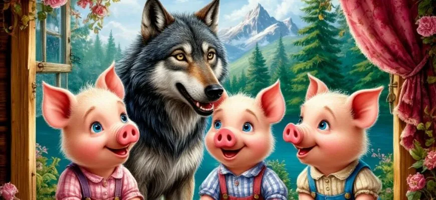 Сказка читать «Три поросёнка и Серый Волк: новая история»