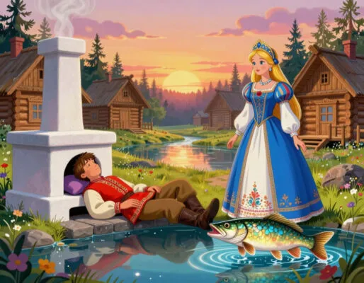 Книга для детей 6–7 лет «По щучьему велению: волшебная история про Емелю и Василису»