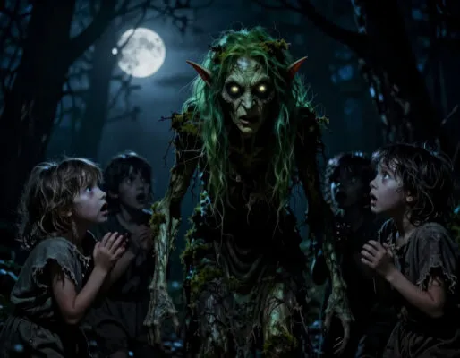 Читать перед сном 33 страшных историй про кикимору, живущую в лесу и пугающую детей