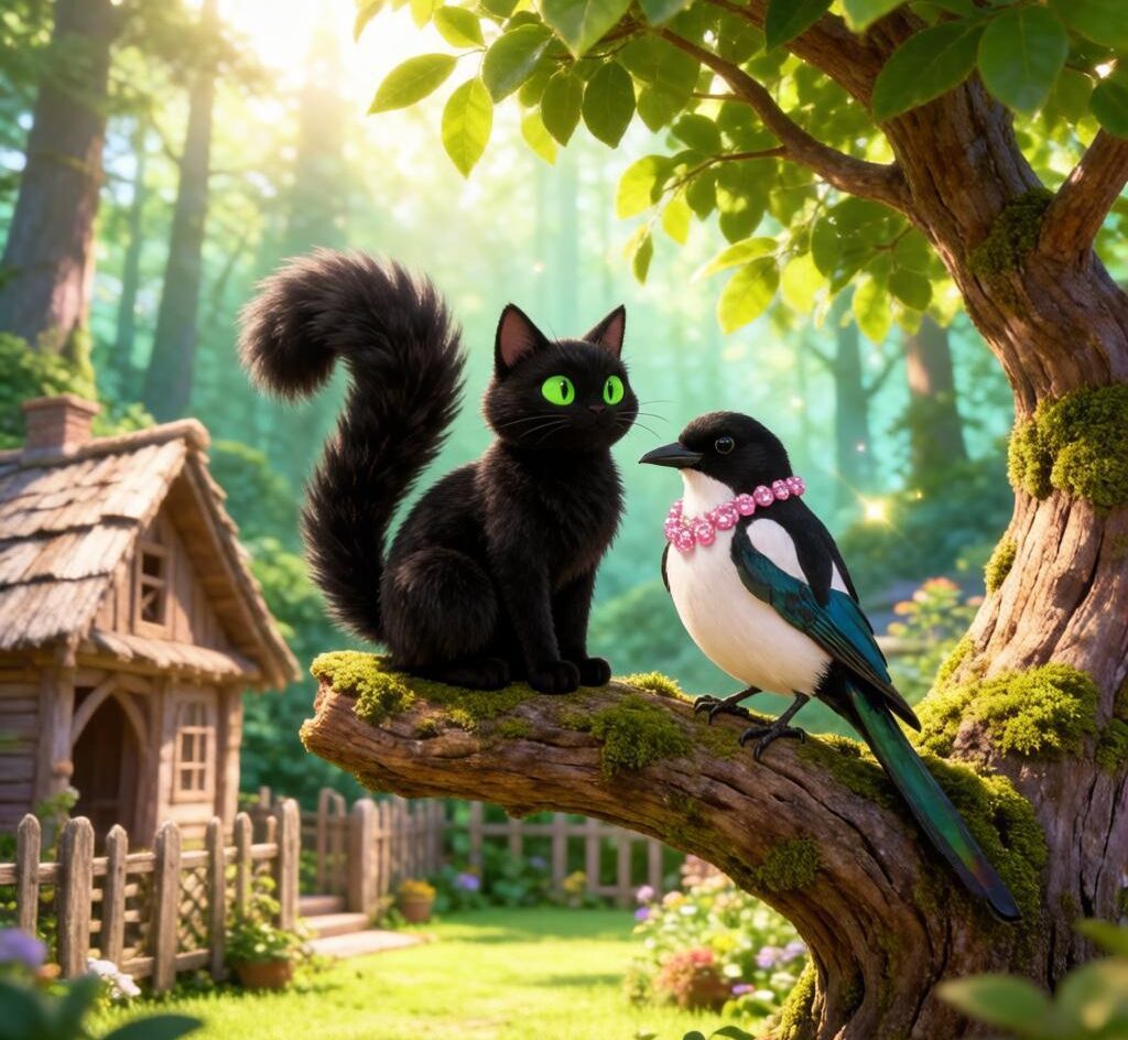 Сказка для детей 6–7 лет-Чёрный бездомный кот и Сорока-модница