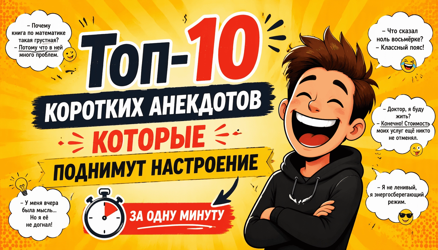 Топ-10 коротких анекдотов, которые поднимут настроение за одну минуту