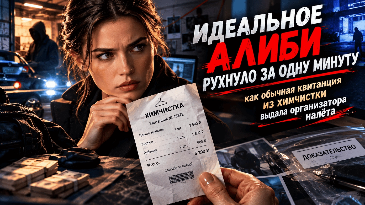 Алиби рухнуло за одну минуту: квитанция из химчистки выдала организатора налёта