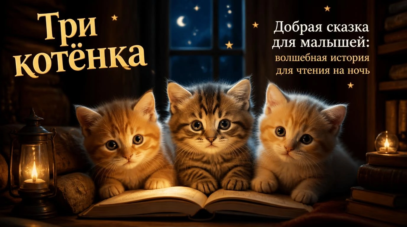 Добрая сказка для малышей: Три котёнка — волшебная история для чтения на ночь