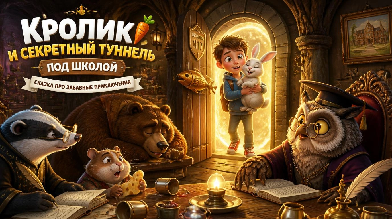 Кролик и секретный туннель под школой: сказка про забавные приключения
