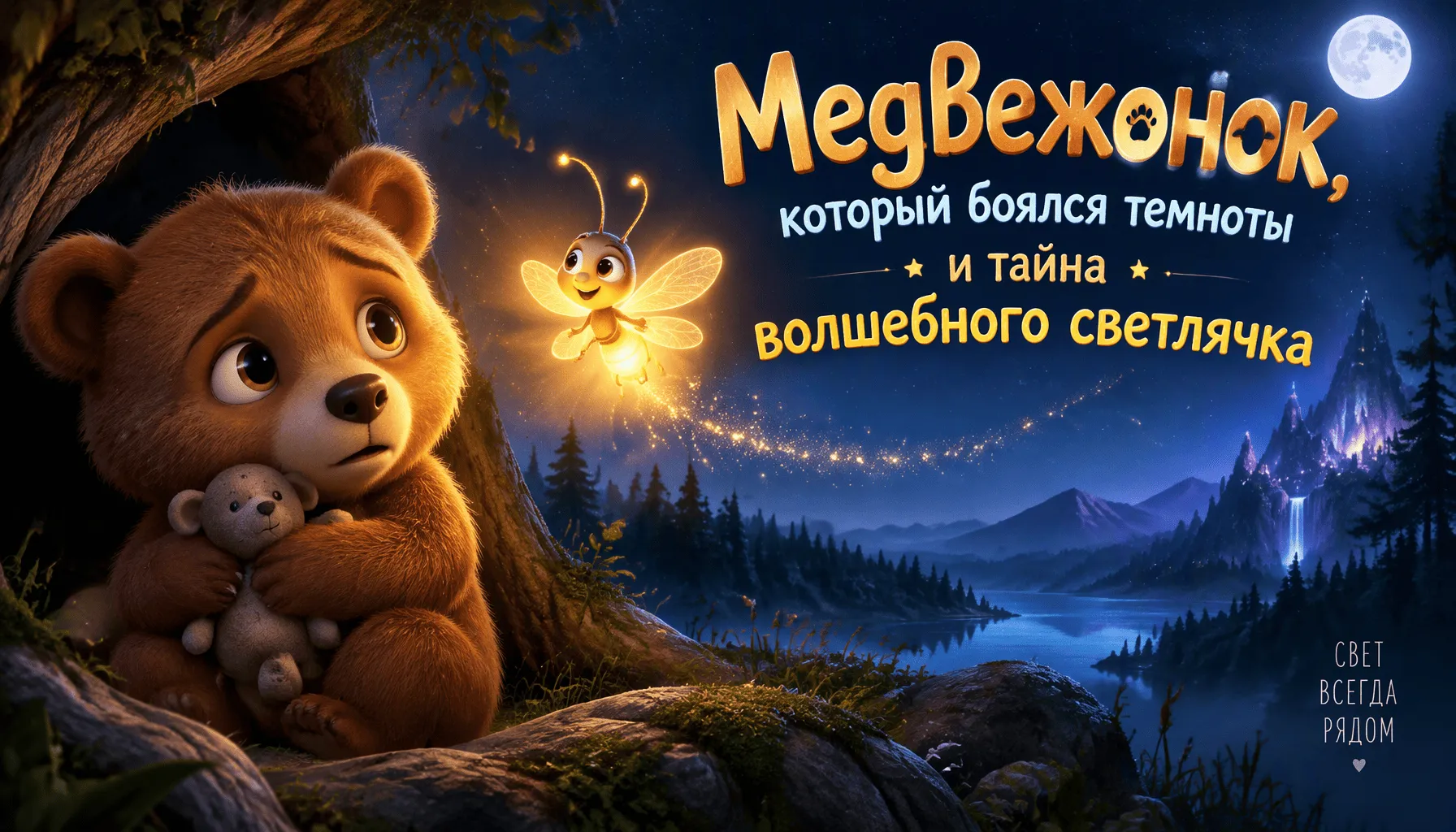 Медвежонок, который боялся темноты, и тайна волшебного светлячка