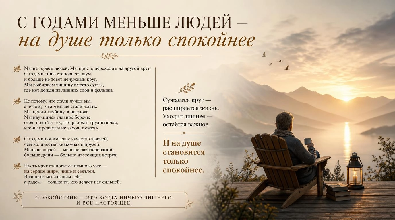 Мудрое стихотворение о том, почему с годами круг общения сужается