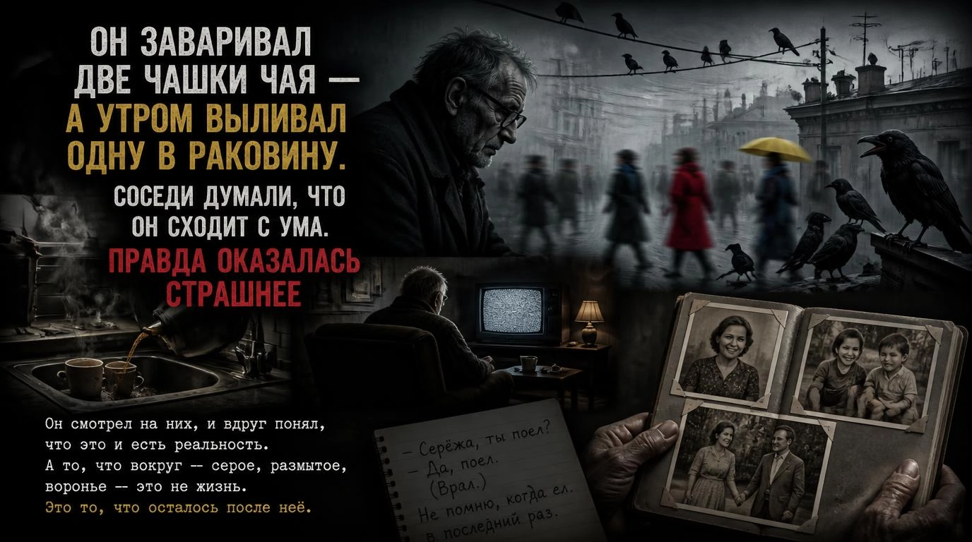 Он заваривал две чашки чая — а утром выливал одну в раковину. Соседи думали, что он сходит с ума