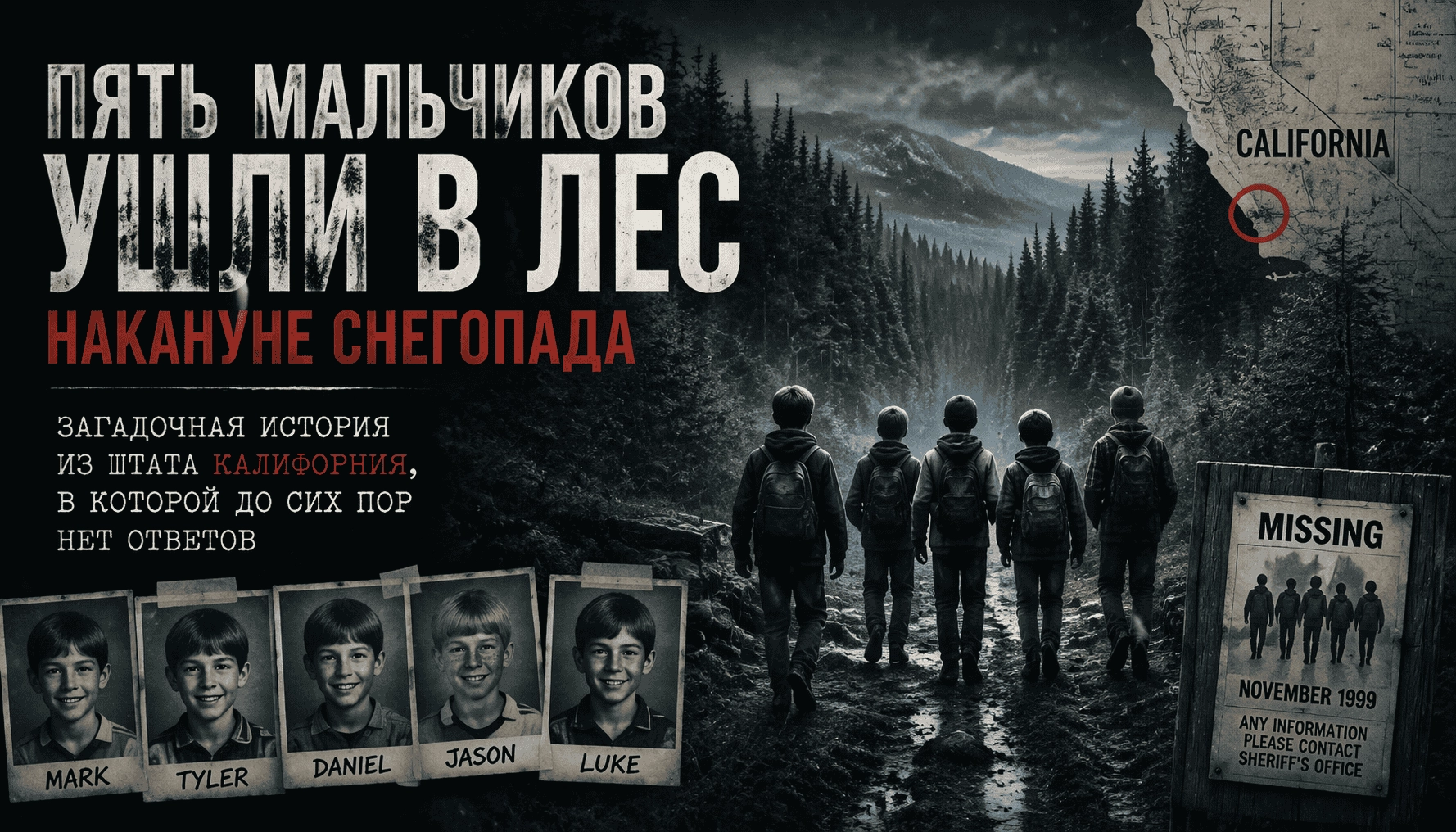 Пять парней ушли в лес накануне снегопада: загадочная история из штата Калифорния