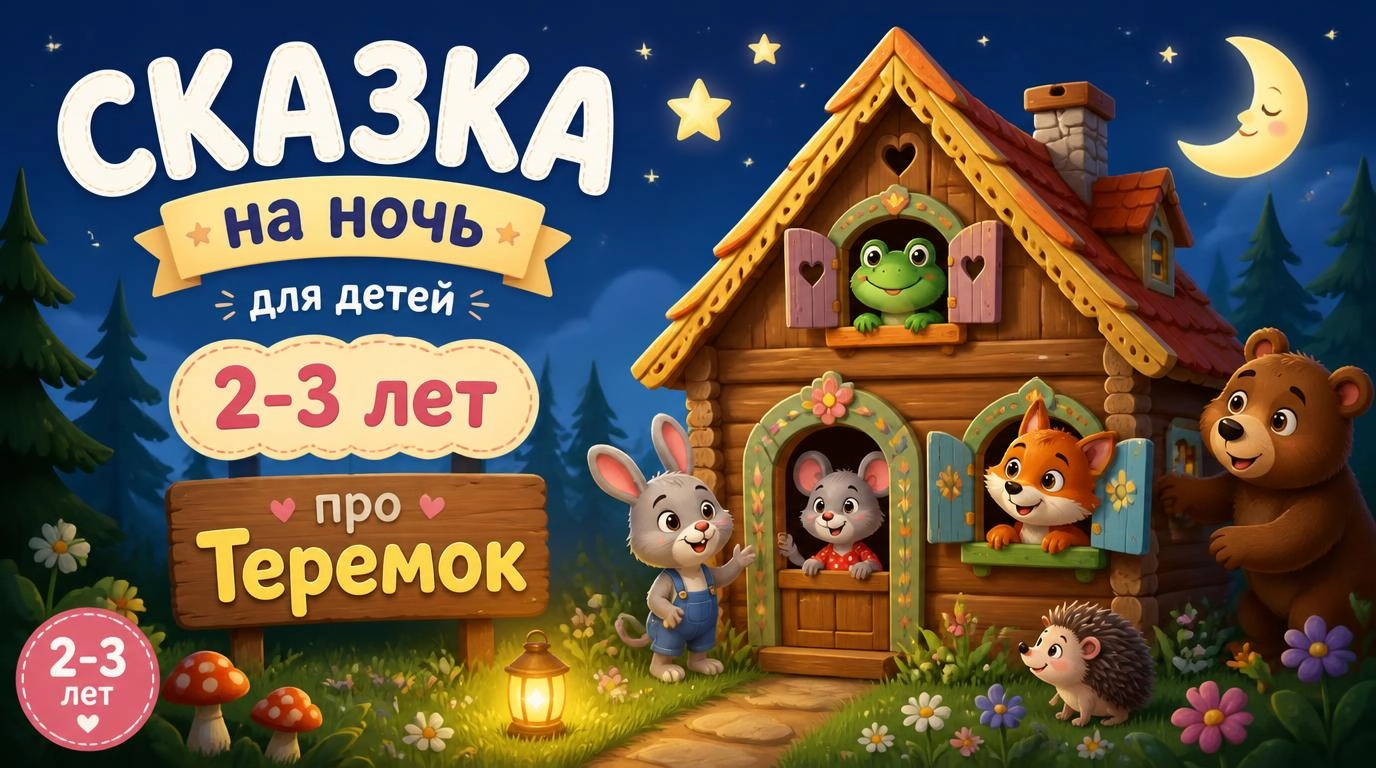Сказка на ночь для малышей 2-3 лет про Теремок