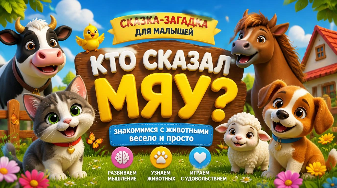 Сказка-загадка для малышей: Кто сказал мяу — знакомимся с животными весело и просто