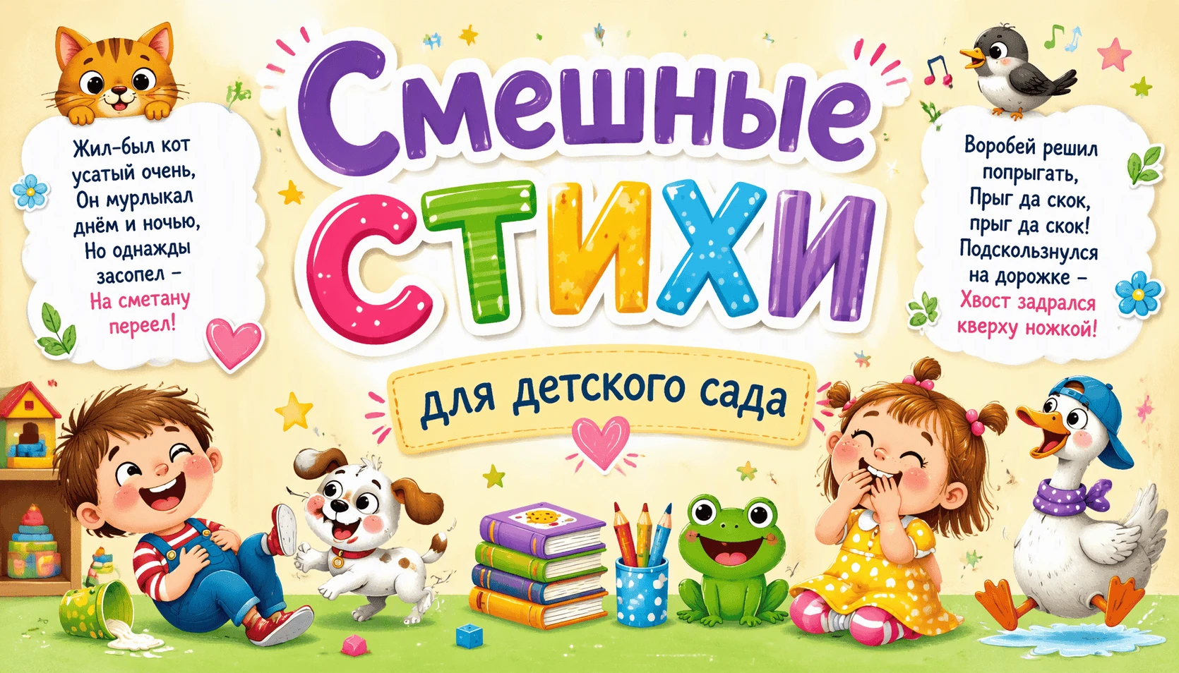 Смешные стихи для детского сада: большая коллекция весёлых стихотворений для малышей