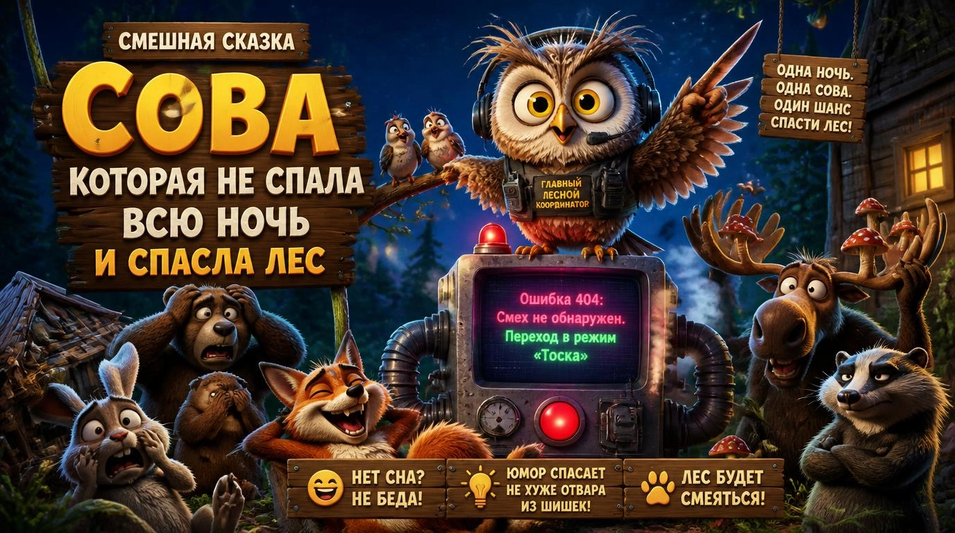 Сова которая не спала всю ночь и спасла лес: нео смешная сказка
