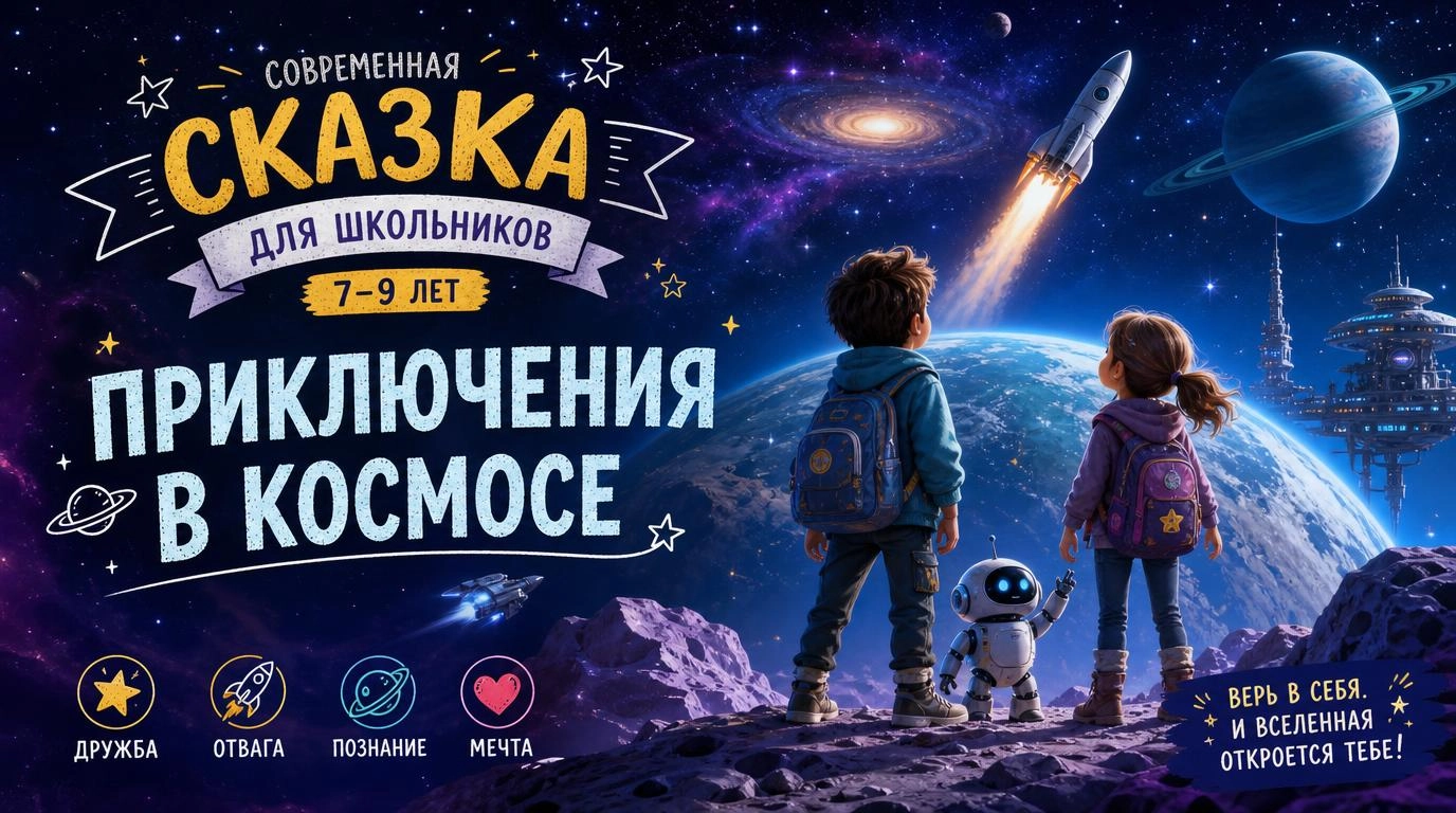 Современная сказка для школьников (7-9 лет): приключения в космосе