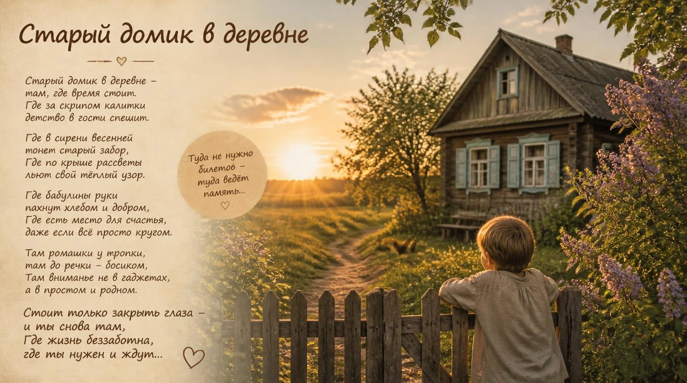 Стихотворение о старом домике в деревне, которое возвращает в беззаботное детство