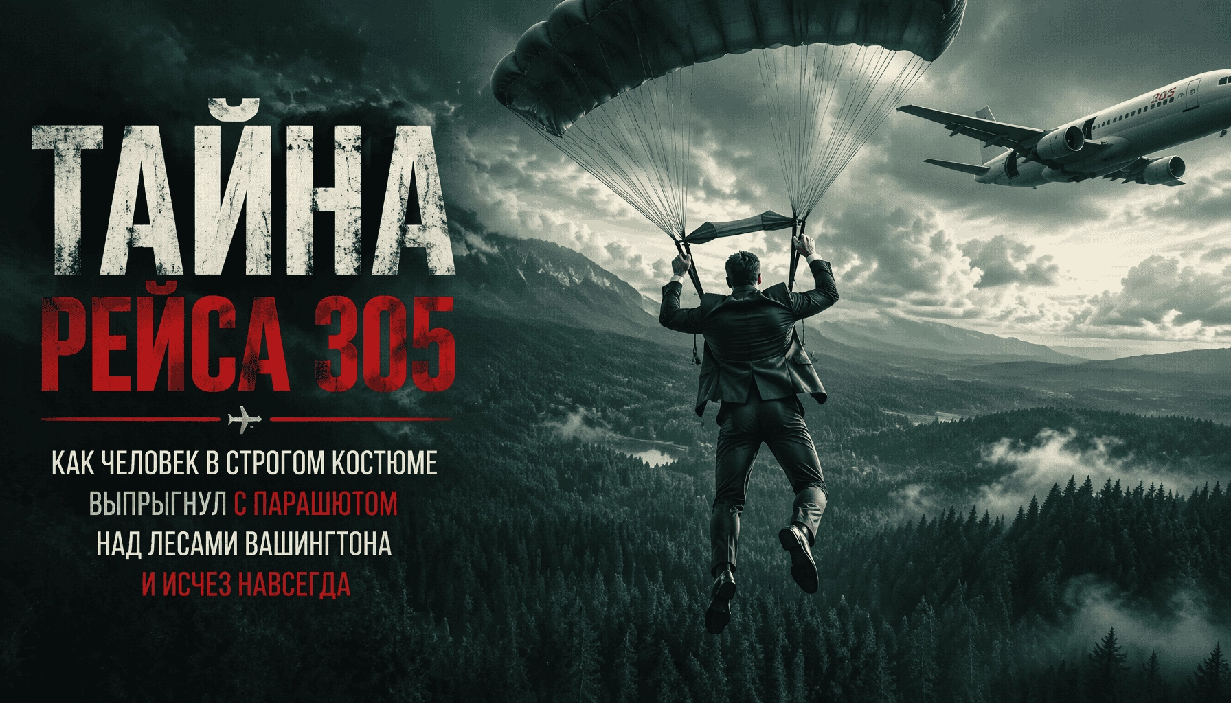 Тайна рейса 305: как человек в строгом костюме выпрыгнул с парашютом над лесами Вашингтона