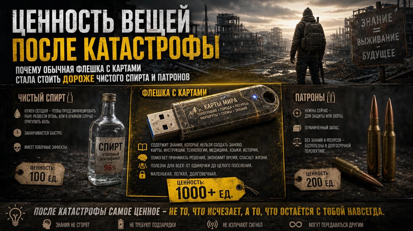 Ценность вещей после Катастрофы: почему обычная флешка с картами стоит очень дорого!
