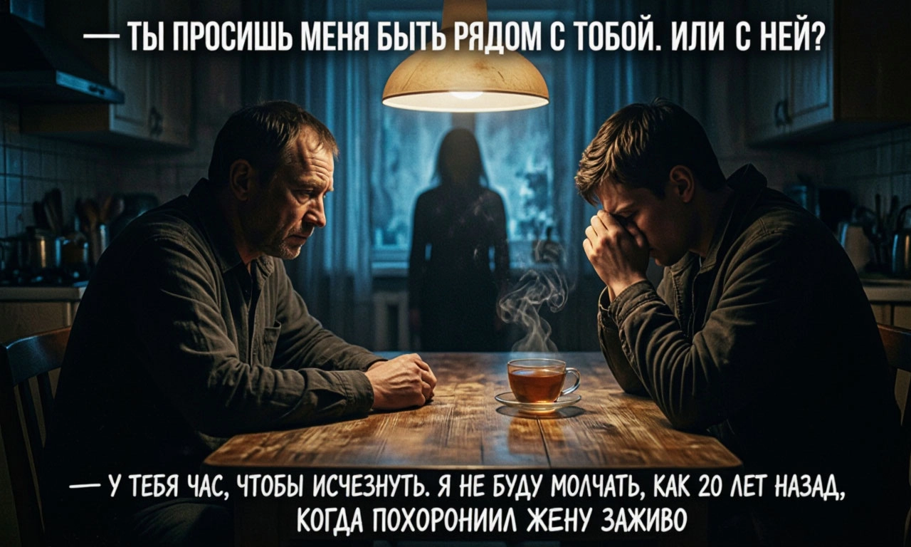 У тебя час, чтобы исчезнуть. Я не буду молчать, как 20 лет назад, когда похоронил жену заживо