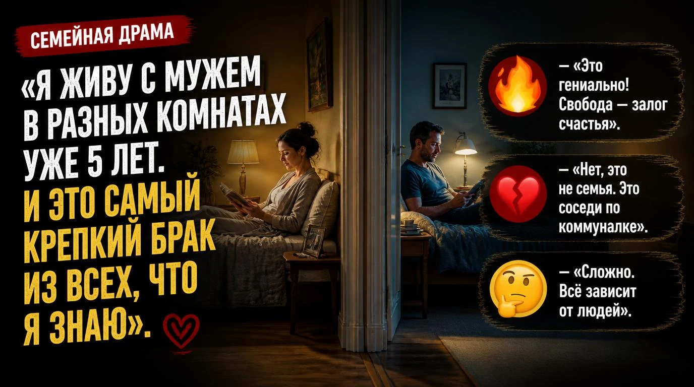 «Я живу с мужем в разных комнатах уже 5 лет. И это самый крепкий брак из всех, что я знаю»