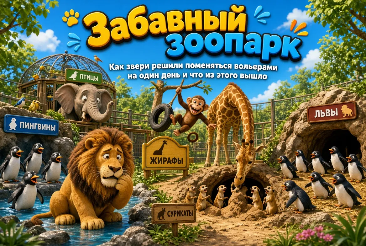 Забавный зоопарк: как звери решили поменяться вольерами на один день и что из этого вышло